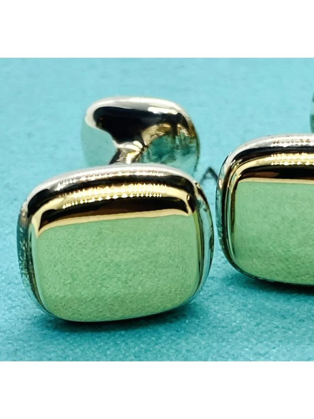 Tiffany & Co Sterling Silver 925 18K Cushion Cufflinks